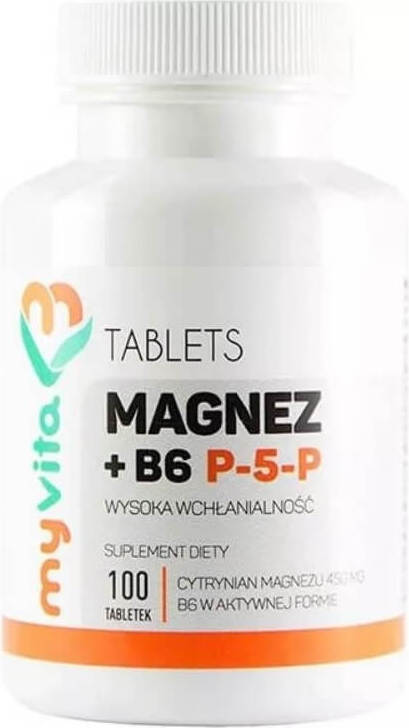 Magnésium citrate de magnésium + B6 P - 5 - P sous forme active 100 comprimés MYVITA