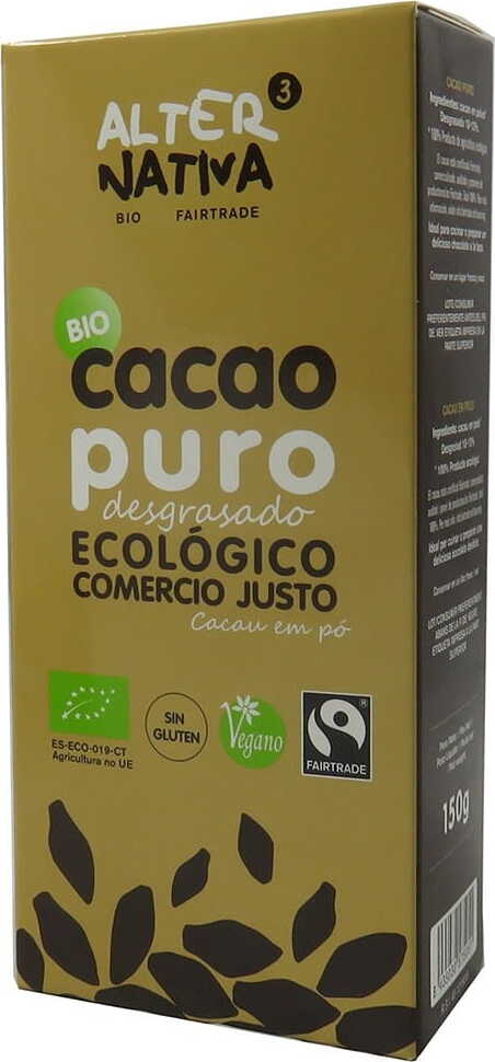 Cacao en poudre à teneur réduite en matière grasse commerce équitable sans gluten BIO 150 g - ALTERNATIVA