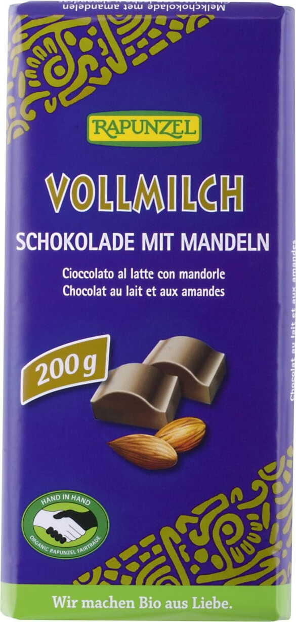 Chocolat au lait aux amandes BIO 200 g - RAIPONCE
