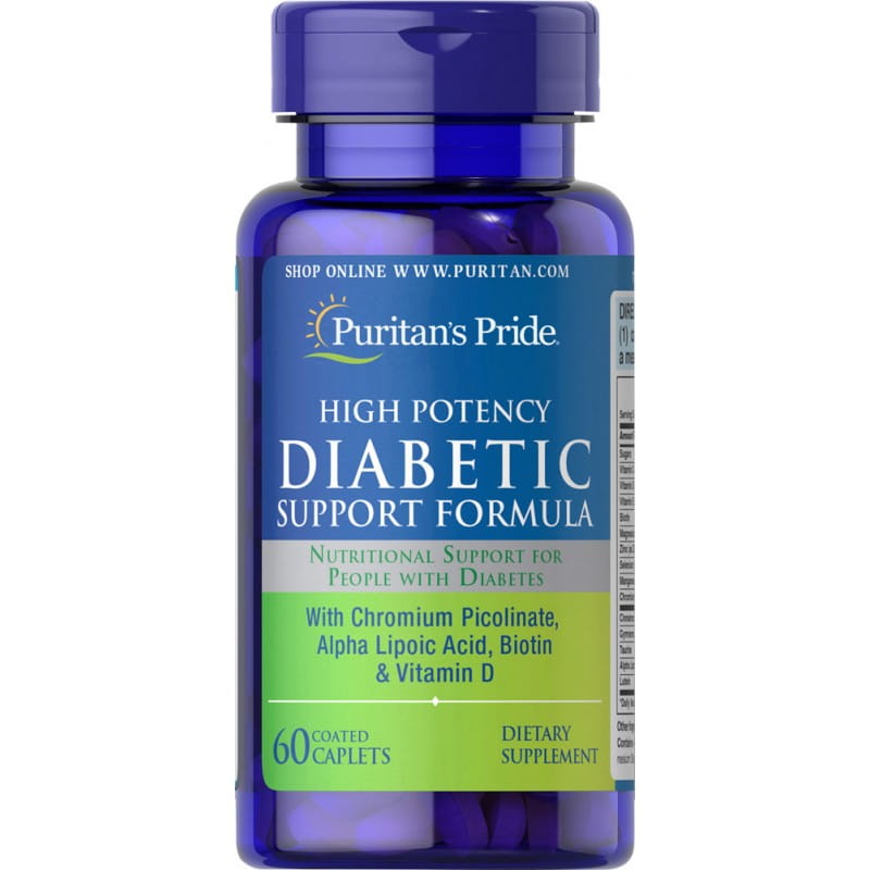 Formule diabétique chrome + biotine + vitamine D formule de soutien diabétique à haute puissance 60 capsules PURITAN'S PRIDE