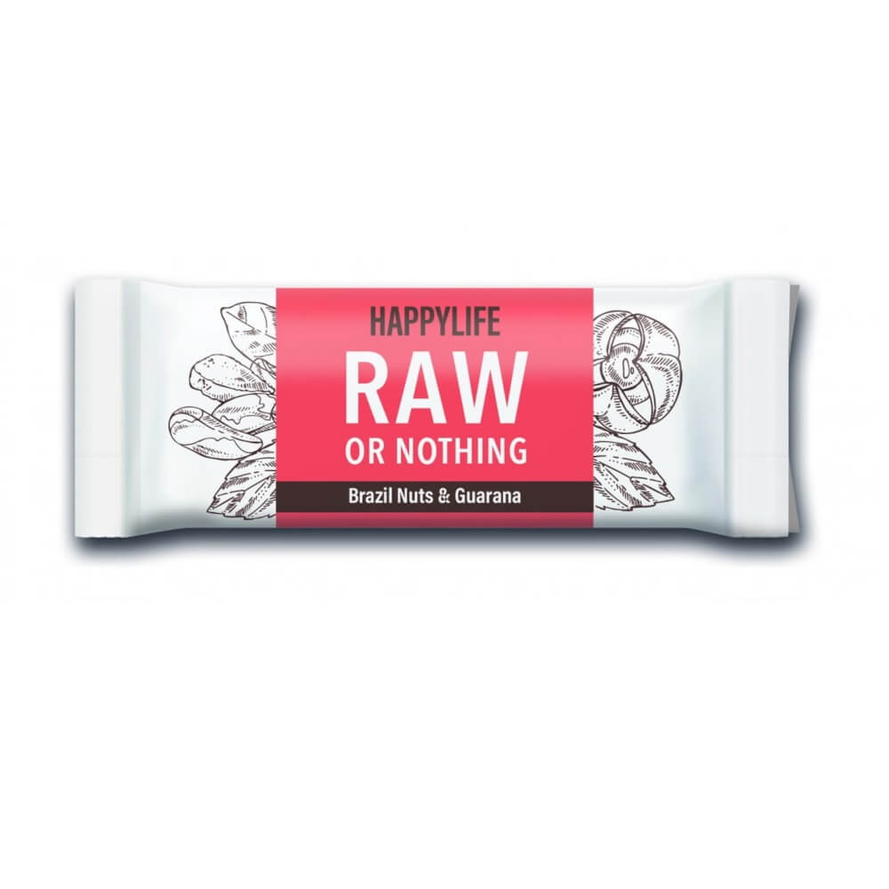 Barre crue noix du Brésil guarana sans gluten BIO 50 g HAPPYLIFE