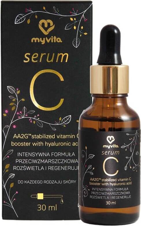 Vitamine C aa2g sérum stabilisé et acide hyaluronique trimoléculaire 30 ml - MYVITA