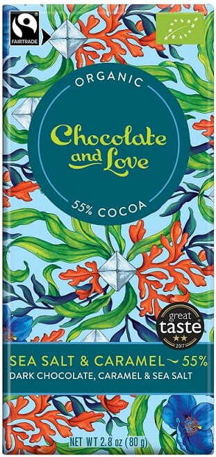 Chocolat noir suisse aux éclats de caramel et fleur de sel commerce équitable BIO 80 g - CHOCOLATE AND LOVE
