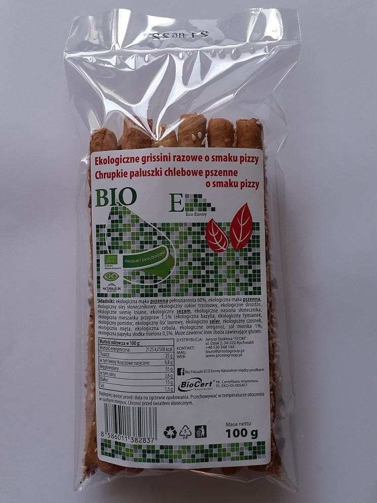Doigts de pain gressins complets goût pizza BIO 100 g - ENVOY