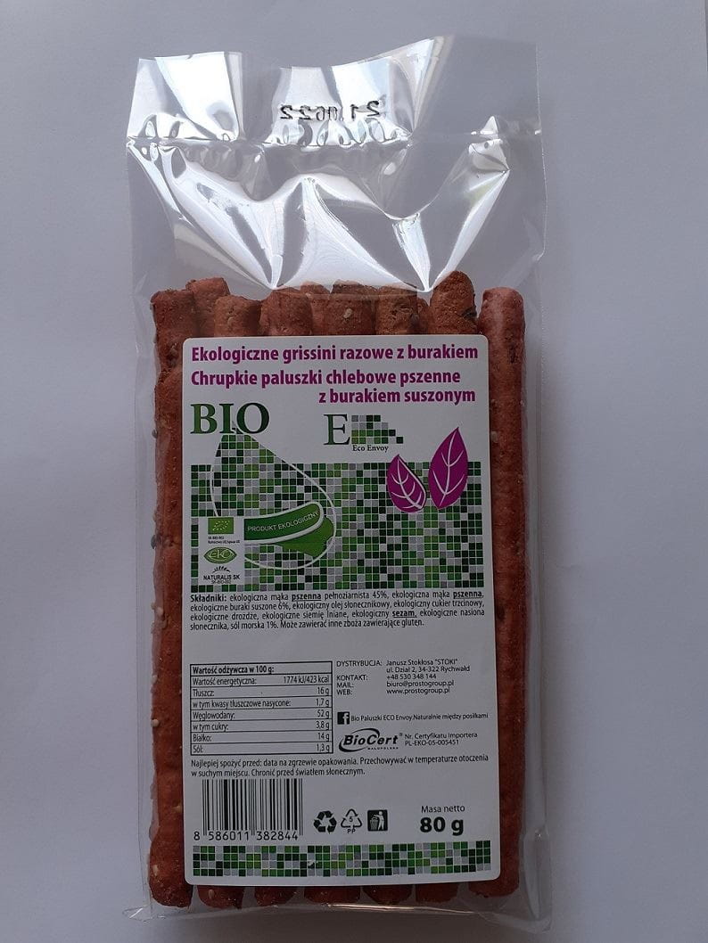 Doigts de pain gressins complets à la betterave BIO 80 g - ENVOY