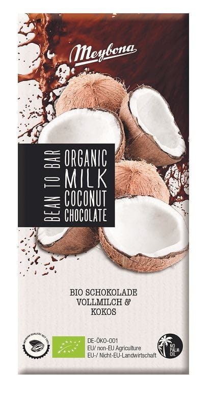 Chocolat au lait aux flocons de noix de coco BIO 100 g - MEYBONA