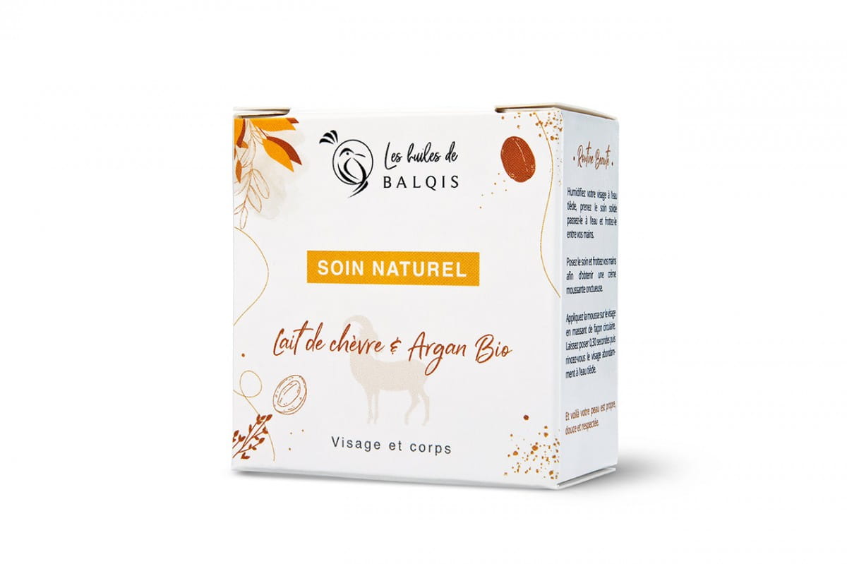 Savon solide visage et corps au lait de chèvre et huile d'argan 100 g - BALQIS