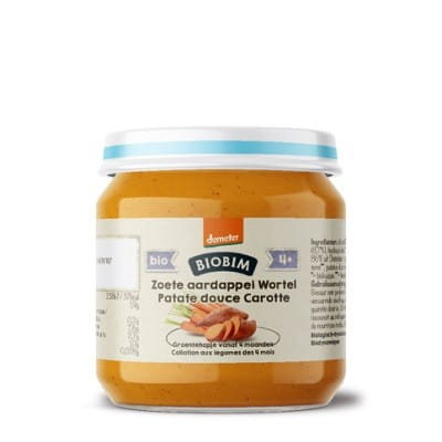 4 mois de purée de légumes carottes - patate douce sans sucre ajouté demeter BIO 125 g - BIOBIM