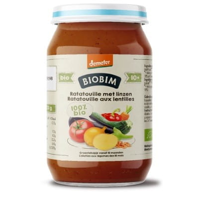 10 mois de purée de légumes ratatouille sans sucre ajouté demeter BIO 250 g - BIOBIM