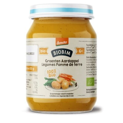 6 mois de purée de légumes aux pommes de terre sans sucre ajouté demeter BIO 190 g - BIOBIM