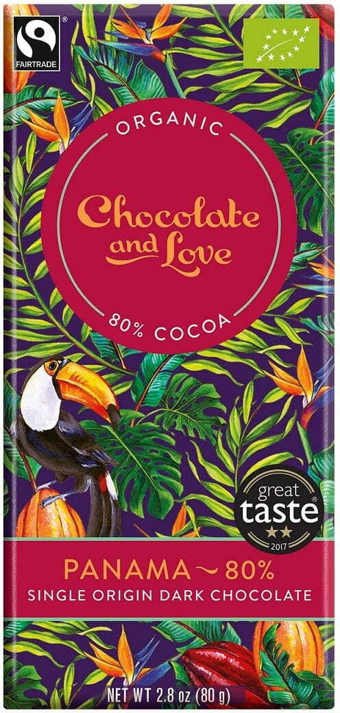 Chocolat noir suisse 80% panama commerce équitable BIO 80 g - CHOCOLATE AND LOVE