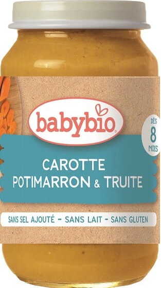 Truite aux carottes et potiron dès 8 mois sans gluten BIO 200 g BABYBIO