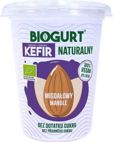 BIOGURT alternative végétalienne au kéfir d'amandes fermentées sans sucre BIO 400 g BIOGURT