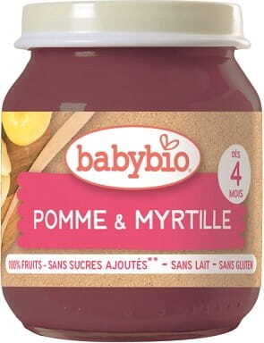 Dessert pomme - myrtille dès 4 mois sans gluten BIO 130 g BABYBIO