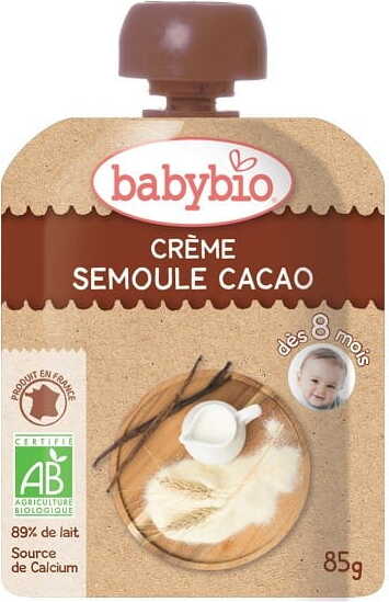 Dessert lacté à la semoule de cacao dès 8 mois BIO 85 g BABYBIO