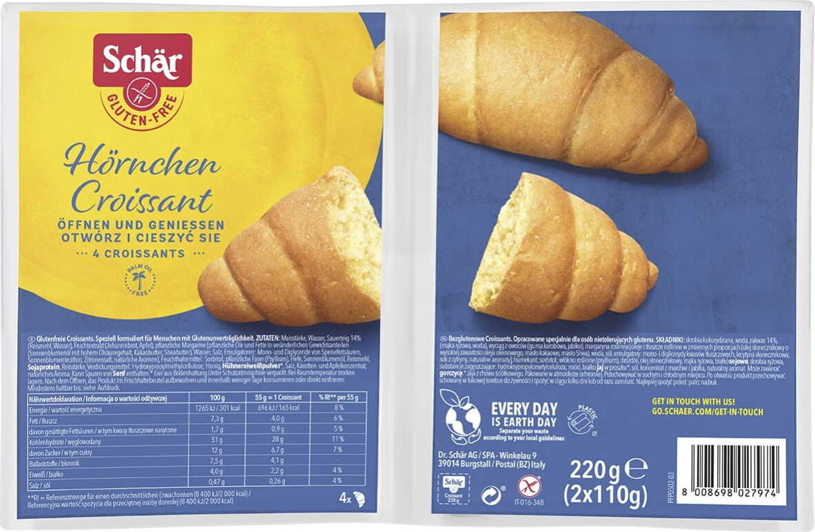 Croissant sans gluten 4 pièces 220 g SCHÄR