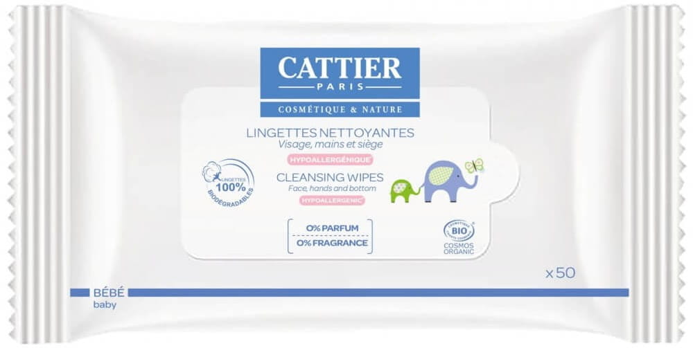 Lingettes nettoyantes visage et corps enfant EKO 50 pièces - CATTIER