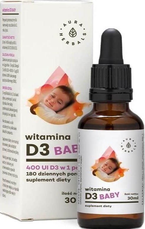 Vitamine D3 bébé gouttes 30ml AURA HERBALS