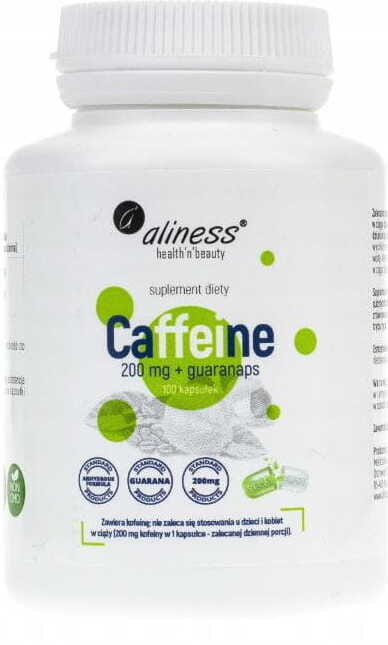 Caféine 200mg + guarana 40mg caféine + guarana 100 gélules ALINESS