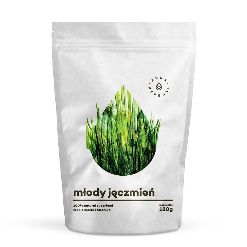 Jeunes feuilles d'orge vertes en poudre 180g AURA HERBALS