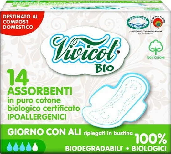 Serviettes hygiéniques avec ailettes pour la journée 14 pièces - VIVICOT