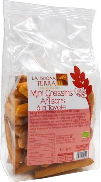 Mini gressins gressins à la tomate et à l'origan BIO 150 g - LA BUONA TERRA