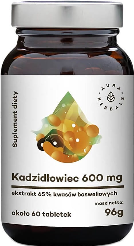 Kadzidłowiec boswellia serrata extrait 65% d'acides boswelliques 600mg 60 comprimés 96g AURA HERBALS