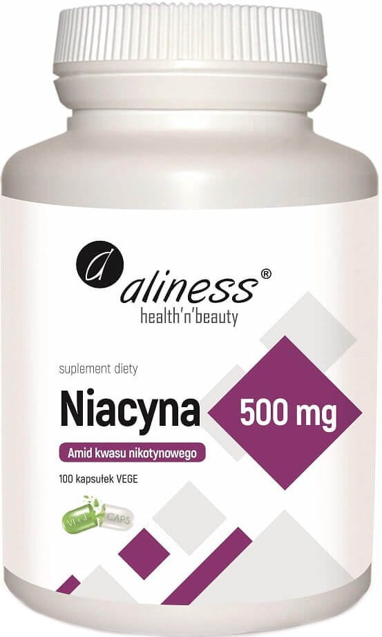 Niacine, amide d'acide nicotinique, vitamine B3 500mg, 100 gélules ALINESS