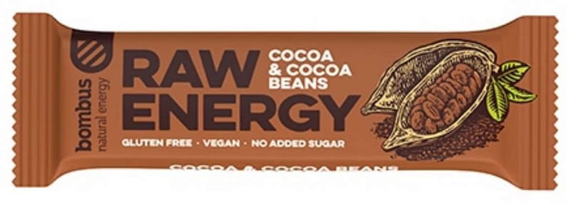 Barre énergétique crue aux fèves de cacao sans gluten 50 g BOMBUS