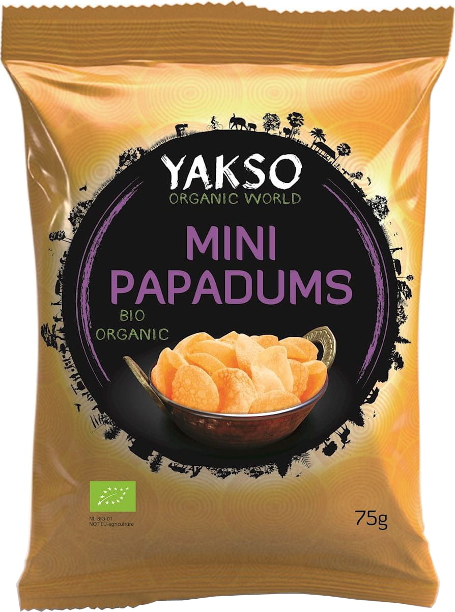 Chips de lentilles mini papadums BIO 75 g - YAKSO