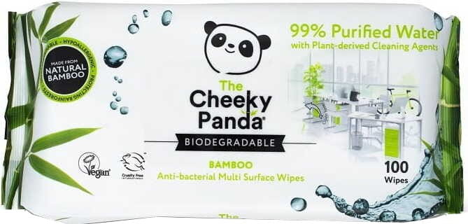 Lingettes humides antibactériennes en bambou pour nettoyer la surface 100 pcs - CHEEKY PANDA