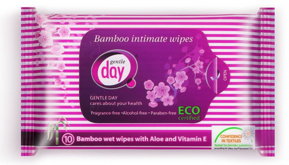 Lingettes intimes en fibre de bambou (humides) 10 pièces - GENTLE DAY