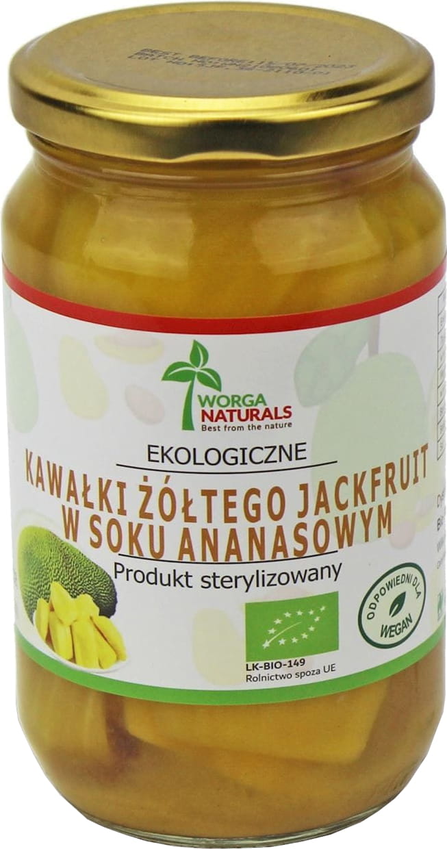 Morceaux de jacquier jaune au jus d'ananas BIO 350 g (200 g) (pot) - WORGA NATURALS
