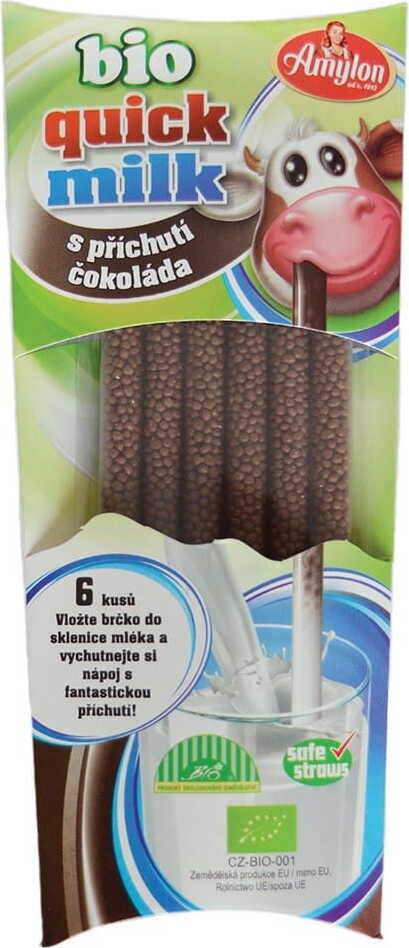 Pailles pour aromatiser le lait au goût chocolat BIO (6 x 6 g) 36 g - AMYLON