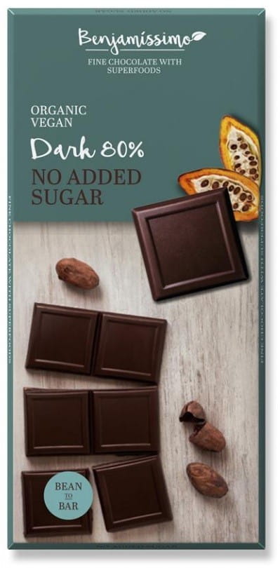 Chocolat vegan amer 80% sans sucres ajoutés BIO 70 g BIOBENJAMIN