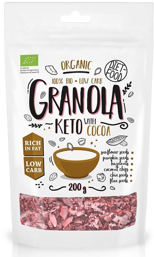 Keto granola au cacao et à l'huile d'orange BIO 200 g DIET FOOD