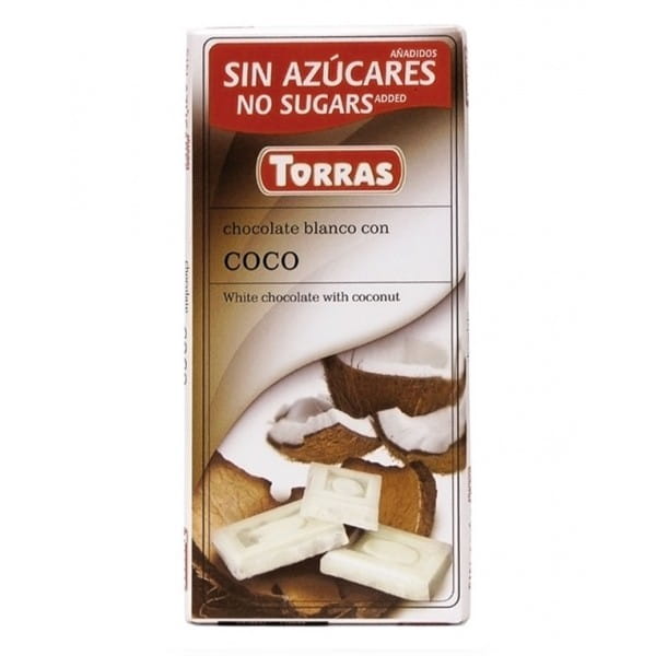 Chocolat blanc à la noix de coco très bon 75g TORRAS