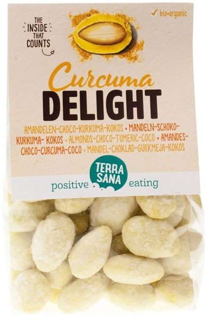 Amandes au curcuma blanc et chocolat coco BIO 150 g - TERRASANA