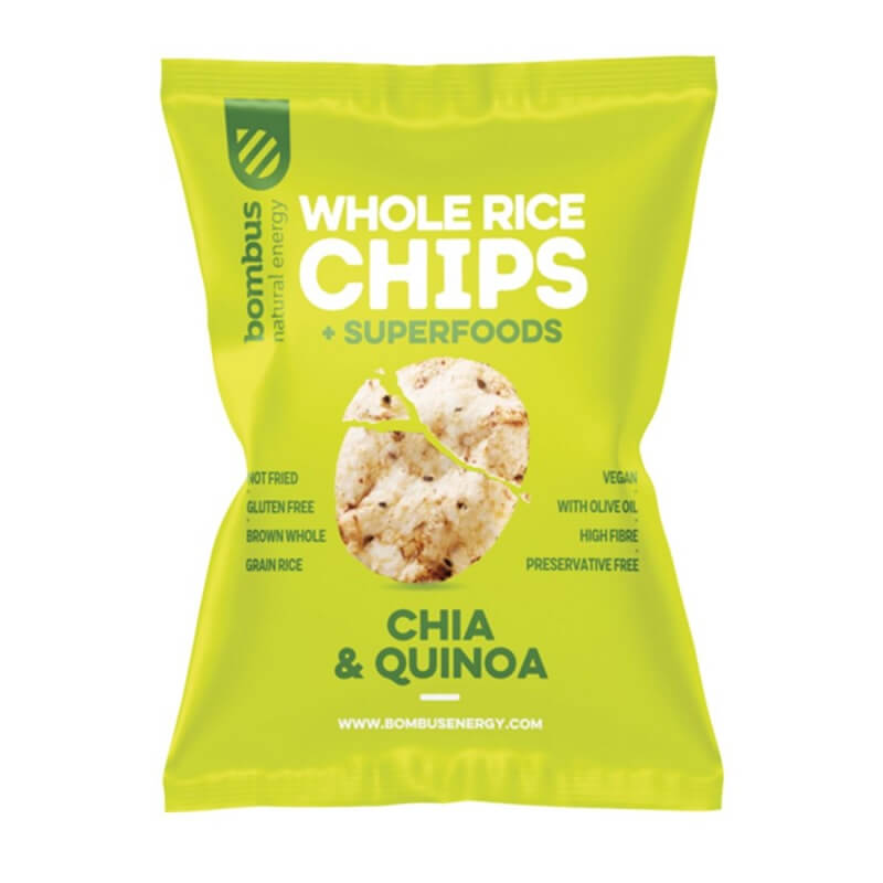 Chips de riz complet au chia et quinoa sans gluten 60 g BOMBUS