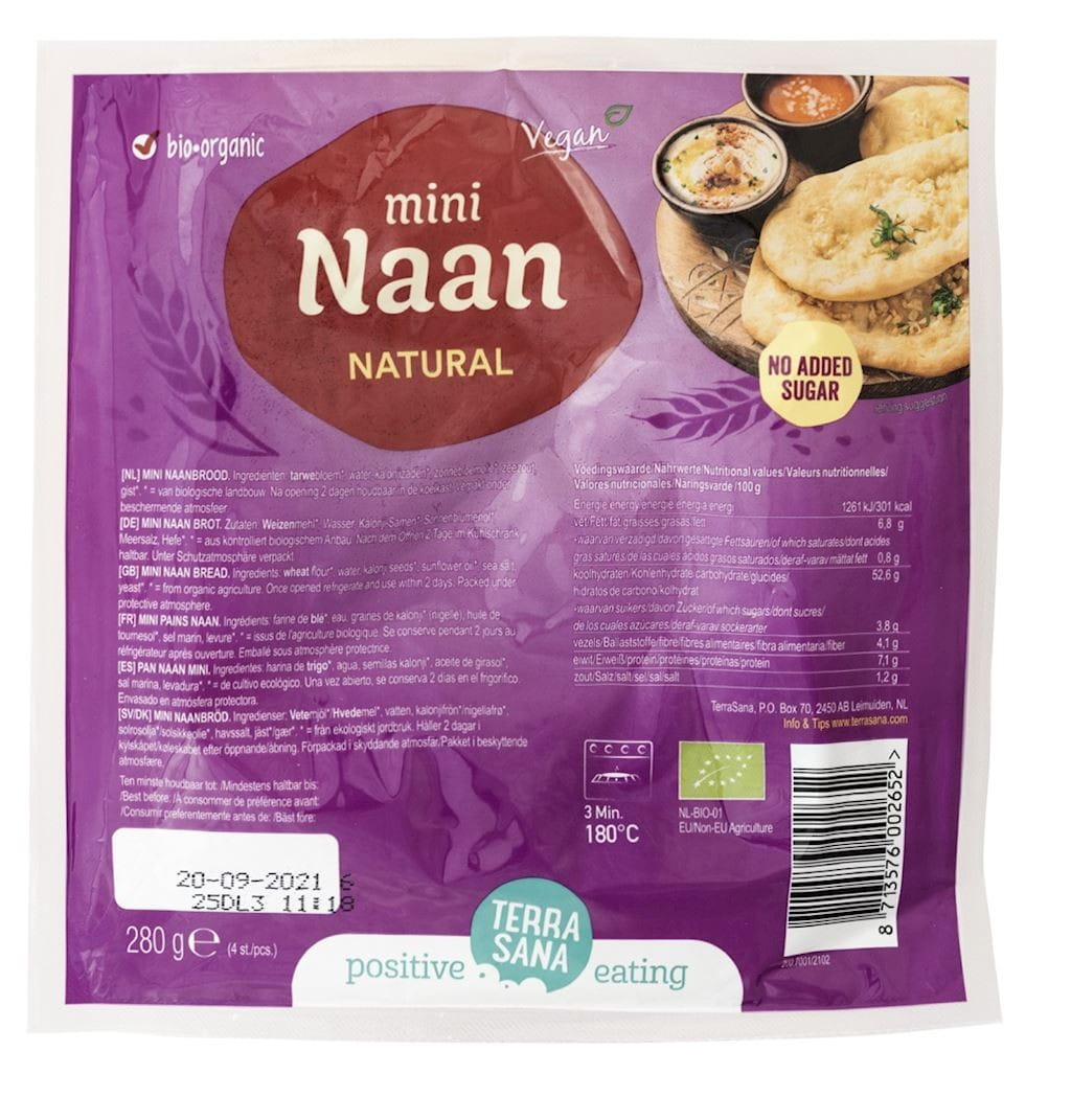Mini pain naan naturel BIO 280 g - TERRASANA