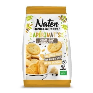 Biscuits au fromage sans gluten avec sel et poivre BIO 100 g - NATEN