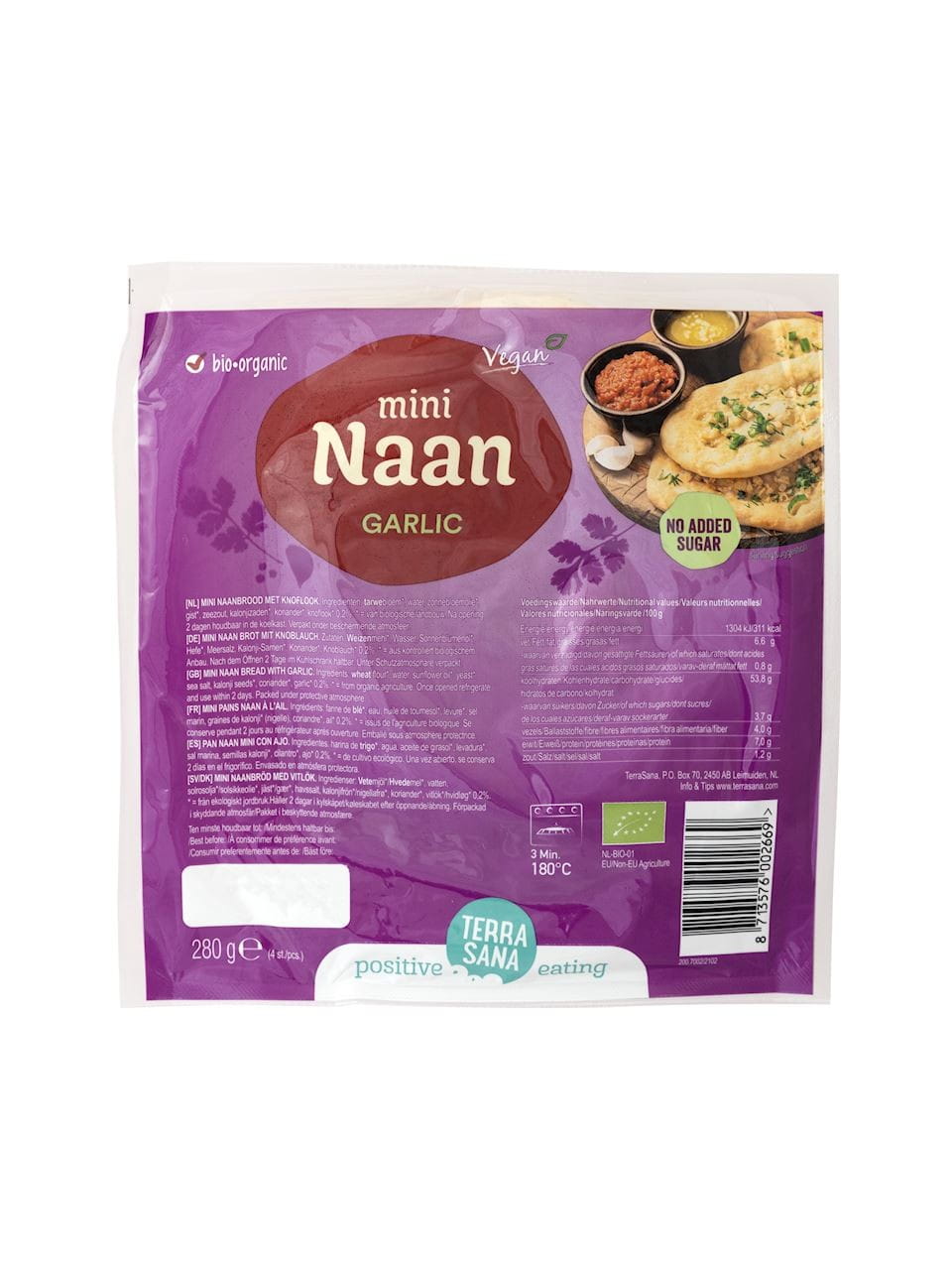 Mini pain naan à l'ail BIO 280 g - TERRASANA