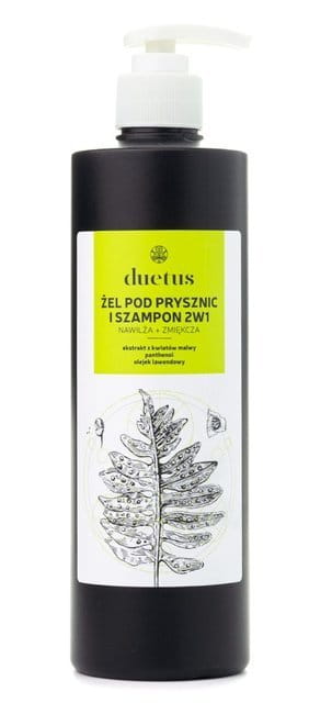 Gel douche et shampoing 2 en 1, extrait de fleur de mauve, panthénol, huile de levende 500 ml - duetrus