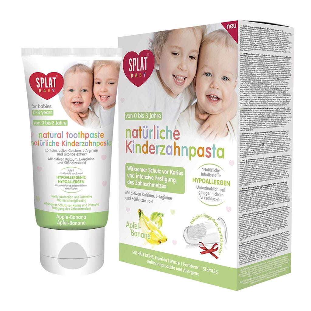 Dentifrice pour enfant de 0 à 3 ans pomme banane sans fluor 40 ml + brosse doigt silicone - SPLAT