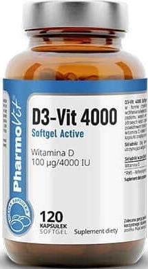 Vitamine D3 100 µg / 4000iu 120 capsules molles - PHARMOVIT