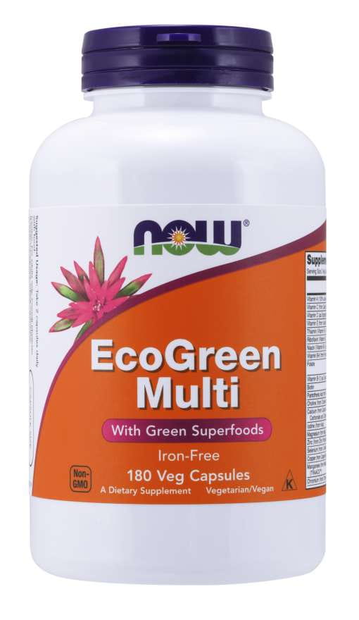 Ecogreen multi set de vitamines et minéraux sans fer 180 gélules NOW FOODS