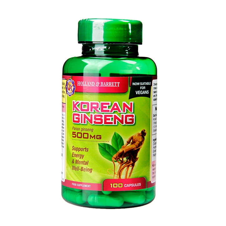 Ginseng coréen 500 MG 100 gélules HOLLAND & BARRETT