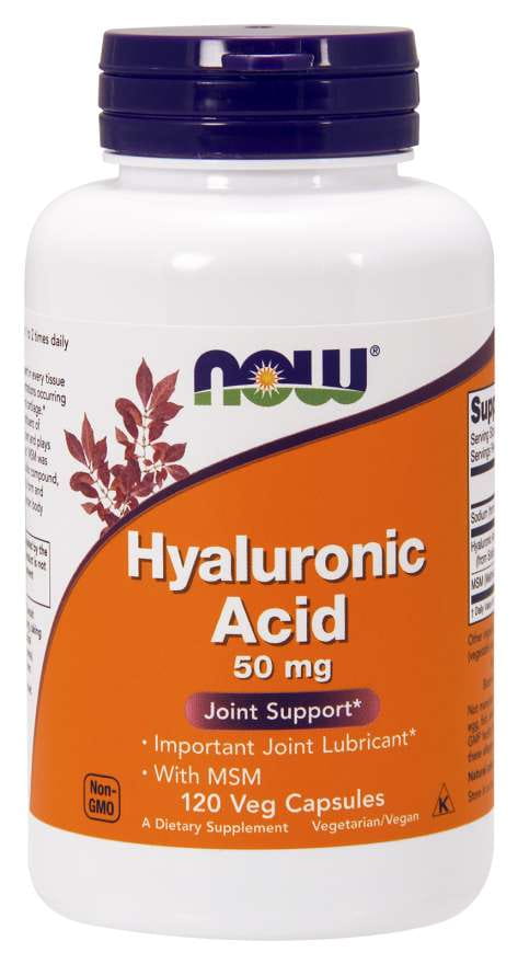 Acide hyauluronique avec MSM acide hyaluronique 50 MG et MSM 450 MG 120 gélules NOW FOODS