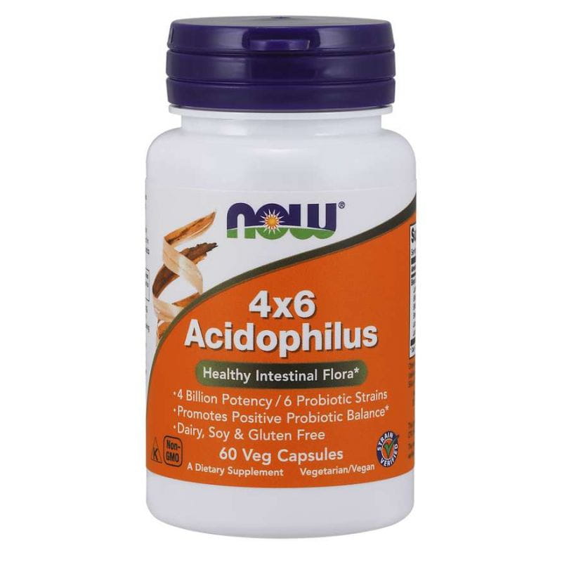 4x6 Acidophilus Probiotique 4 milliards d'Acidophilus 60 capsules NOW FOODS