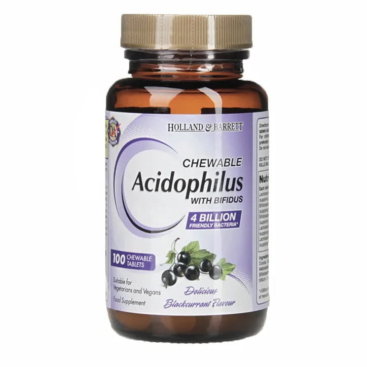 Acidophilus au bifidus, arôme cassis 100 comprimés HOLLAND & BARRETT